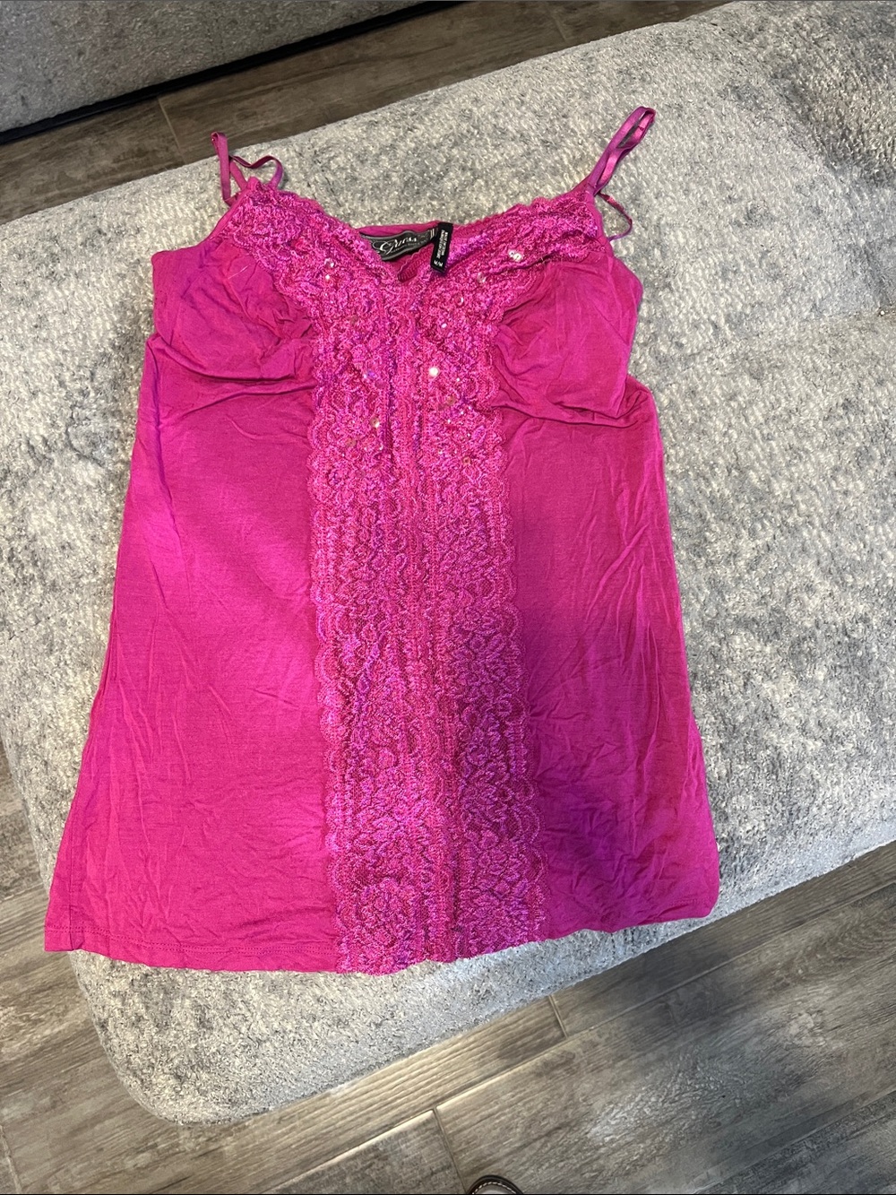 Guess Lace-Front Camisole in Fuchsia Pink